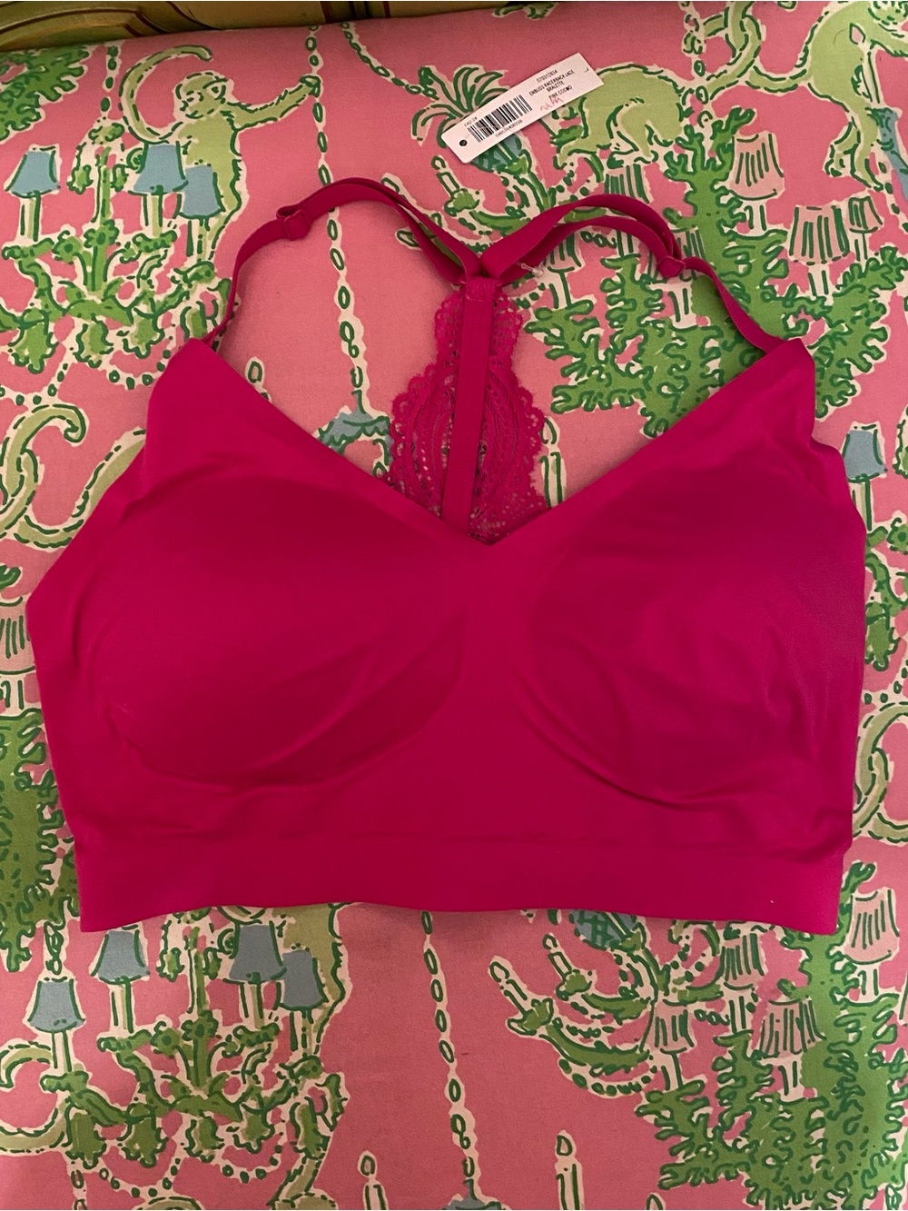 SOMA NWT Pink Lace Racer Back Wireless Bralette size Large